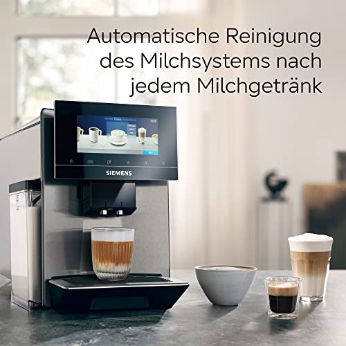SIEMENS Máquina automática de café EQ900 TQ903D03, control por aplicación, pantalla táctil intuitiva, modo barista, AromaBoost, reducción de ruido, trituradora premium, limpieza automática de vapor,
