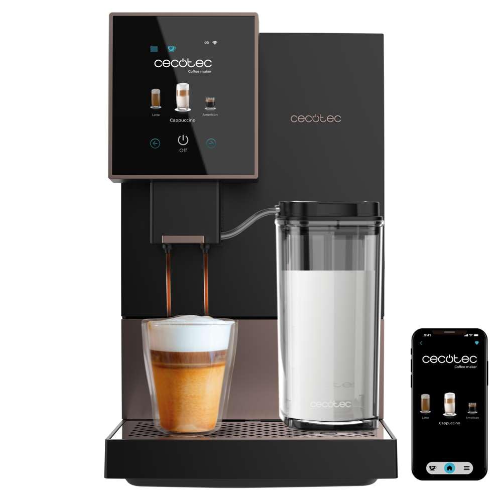 Cecotec Cafetera Superautomática Cremmaet Compactccino Connected White Rose. 19 Bares, Pantalla TFT y Wifi, Sistema Thermoblock, Tanque de Leche, Depósito de 150 G de Café, 5 Niveles de Molienda