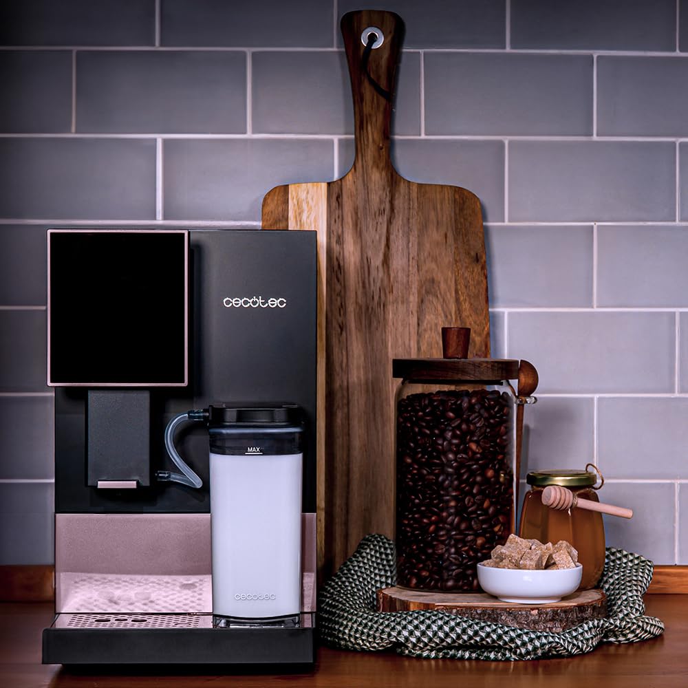 Cecotec Cafetera Superautomática Cremmaet Compactccino Connected White Rose. 19 Bares, Pantalla TFT y Wifi, Sistema Thermoblock, Tanque de Leche, Depósito de 150 G de Café, 5 Niveles de Molienda