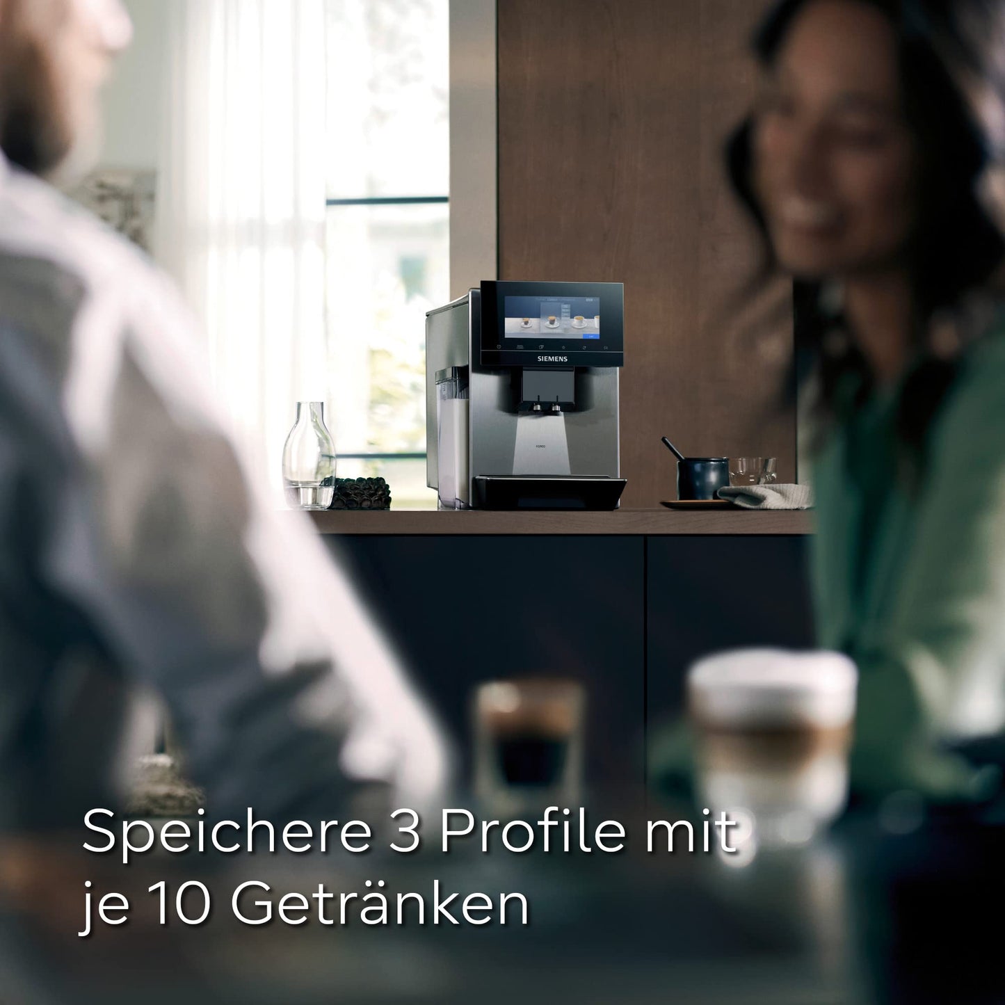SIEMENS Máquina automática de café EQ900 TQ903D03, control por aplicación, pantalla táctil intuitiva, modo barista, AromaBoost, reducción de ruido, trituradora premium, limpieza automática de vapor,
