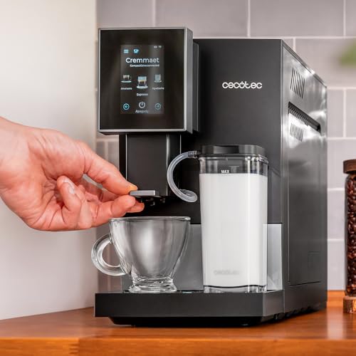 Cecotec Cafetera Superautomática Cremmaet Compactccino Connected White Rose. 19 Bares, Pantalla TFT y Wifi, Sistema Thermoblock, Tanque de Leche, Depósito de 150 G de Café, 5 Niveles de Molienda