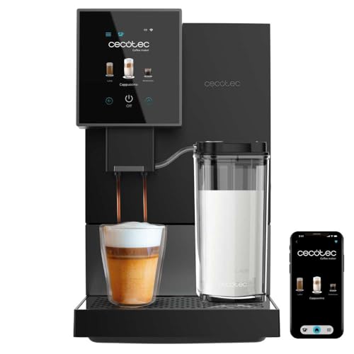 Cecotec Cafetera Superautomática Cremmaet Compactccino Connected White Rose. 19 Bares, Pantalla TFT y Wifi, Sistema Thermoblock, Tanque de Leche, Depósito de 150 G de Café, 5 Niveles de Molienda