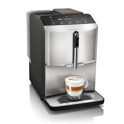 SIEMENS - Cafetera Superautomática, EQ300, ceramDrive, millkPerfect, Función oneTouch, Acero, TF303E07