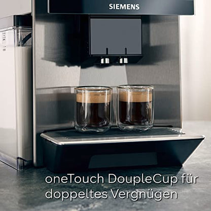 SIEMENS Máquina automática de café EQ900 TQ903D03, control por aplicación, pantalla táctil intuitiva, modo barista, AromaBoost, reducción de ruido, trituradora premium, limpieza automática de vapor,