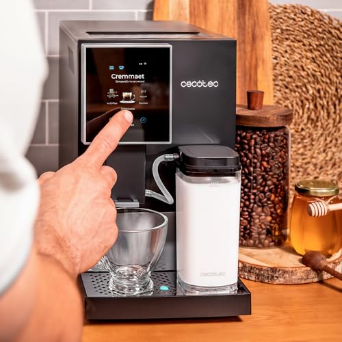 Cecotec Cafetera Superautomática Cremmaet Compactccino Connected White Rose. 19 Bares, Pantalla TFT y Wifi, Sistema Thermoblock, Tanque de Leche, Depósito de 150 G de Café, 5 Niveles de Molienda