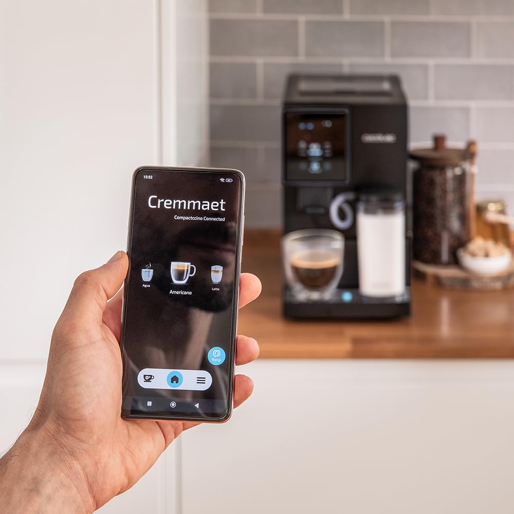 Cecotec Cafetera Superautomática Cremmaet Compactccino Connected White Rose. 19 Bares, Pantalla TFT y Wifi, Sistema Thermoblock, Tanque de Leche, Depósito de 150 G de Café, 5 Niveles de Molienda