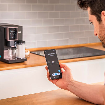 Cecotec Cafetera Superautomática Cremmaet Compactccino Connected White Rose. 19 Bares, Pantalla TFT y Wifi, Sistema Thermoblock, Tanque de Leche, Depósito de 150 G de Café, 5 Niveles de Molienda