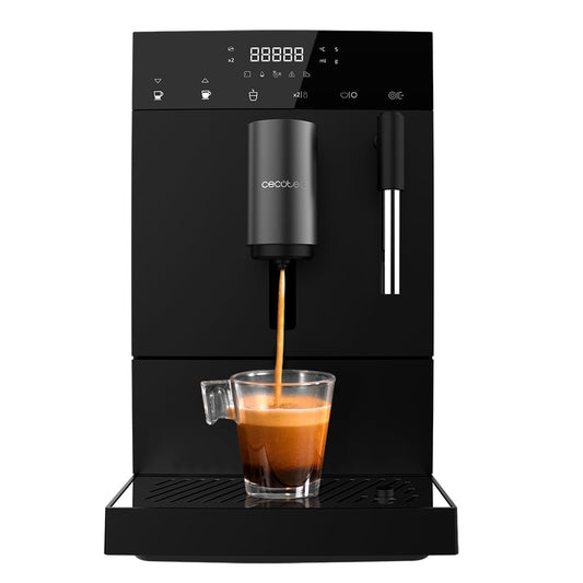Cecotec Cafetera Superautomática Compacta con Vaporizador Cremmaet Compact Steam. 1350W, 19 Bares, Sistema Thermoblock, Depósito Café en Grano 150gr con Molinillo y 1,1 L de Agua