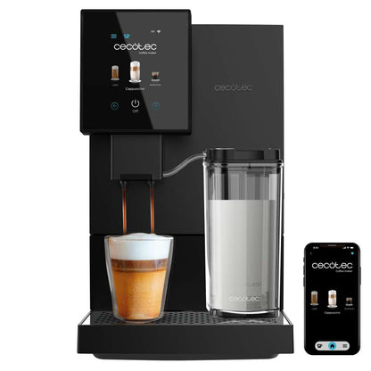 Cecotec Cafetera Superautomática Cremmaet Compactccino Connected White Rose. 19 Bares, Pantalla TFT y Wifi, Sistema Thermoblock, Tanque de Leche, Depósito de 150 G de Café, 5 Niveles de Molienda