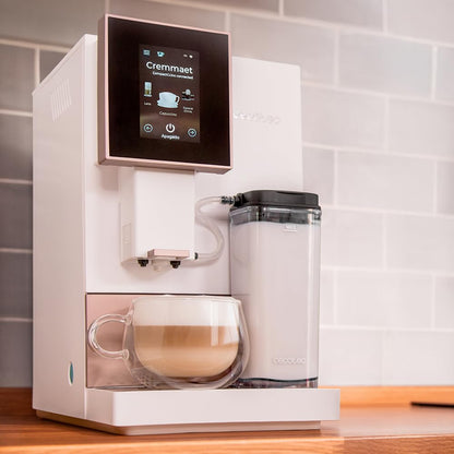 Cecotec Cafetera Superautomática Cremmaet Compactccino Connected White Rose. 19 Bares, Pantalla TFT y Wifi, Sistema Thermoblock, Tanque de Leche, Depósito de 150 G de Café, 5 Niveles de Molienda
