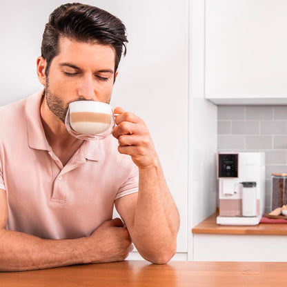 Cecotec Cafetera Superautomática Cremmaet Compactccino Connected White Rose. 19 Bares, Pantalla TFT y Wifi, Sistema Thermoblock, Tanque de Leche, Depósito de 150 G de Café, 5 Niveles de Molienda