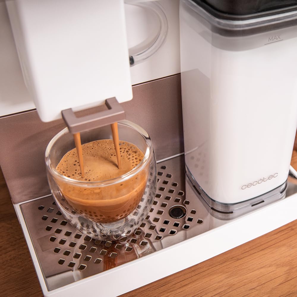 Cecotec Cafetera Superautomática Cremmaet Compactccino Connected White Rose. 19 Bares, Pantalla TFT y Wifi, Sistema Thermoblock, Tanque de Leche, Depósito de 150 G de Café, 5 Niveles de Molienda