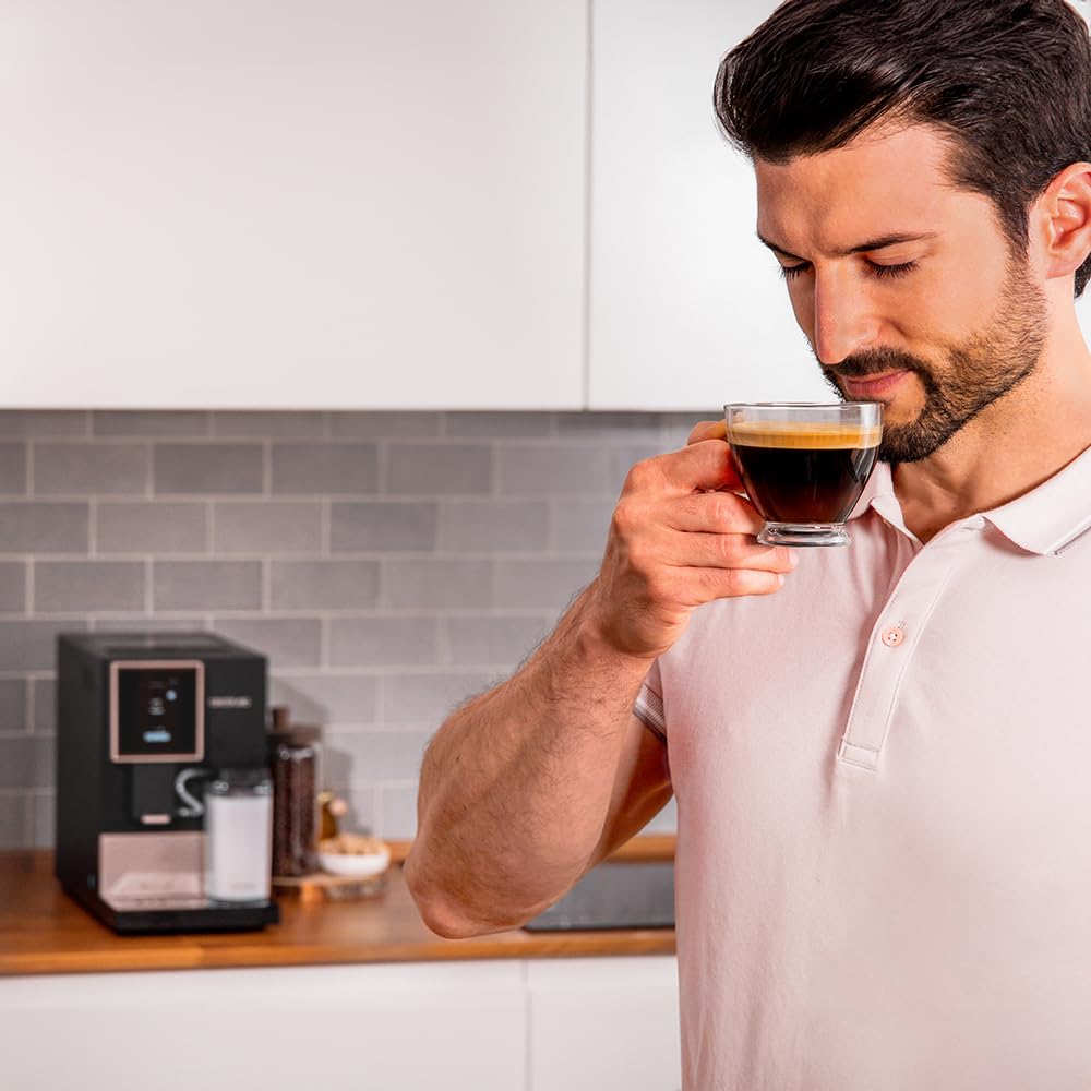 Cecotec Cafetera Superautomática Cremmaet Compactccino Connected White Rose. 19 Bares, Pantalla TFT y Wifi, Sistema Thermoblock, Tanque de Leche, Depósito de 150 G de Café, 5 Niveles de Molienda