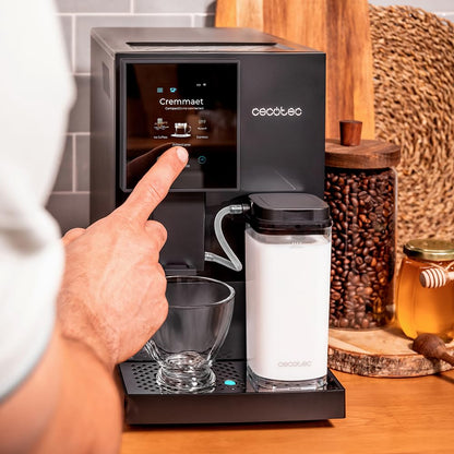 Cecotec Cafetera Superautomática Cremmaet Compactccino Connected White Rose. 19 Bares, Pantalla TFT y Wifi, Sistema Thermoblock, Tanque de Leche, Depósito de 150 G de Café, 5 Niveles de Molienda