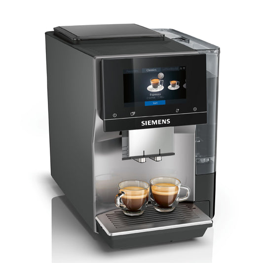 SIEMENS - Cafetera superautomática, EQ700, iSelect Display, coffeeWorld, con preparación en frío y preparación lenta, espumador de leche, Home Connect, gris, TP715R01